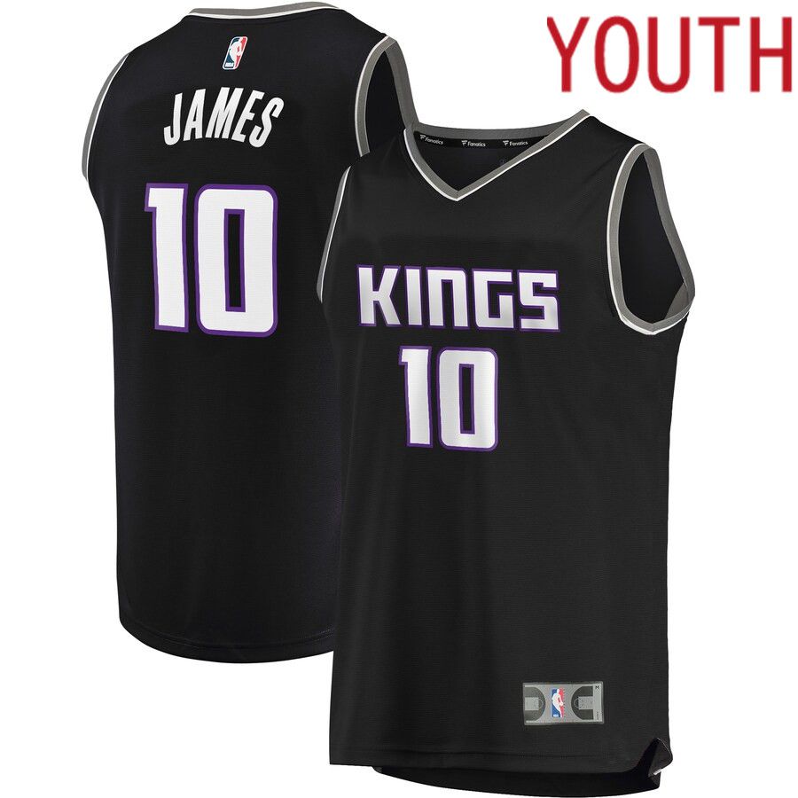 Youth Sacramento Kings #10 Justin James Fanatics Branded Black Fast Break Replica NBA Jersey